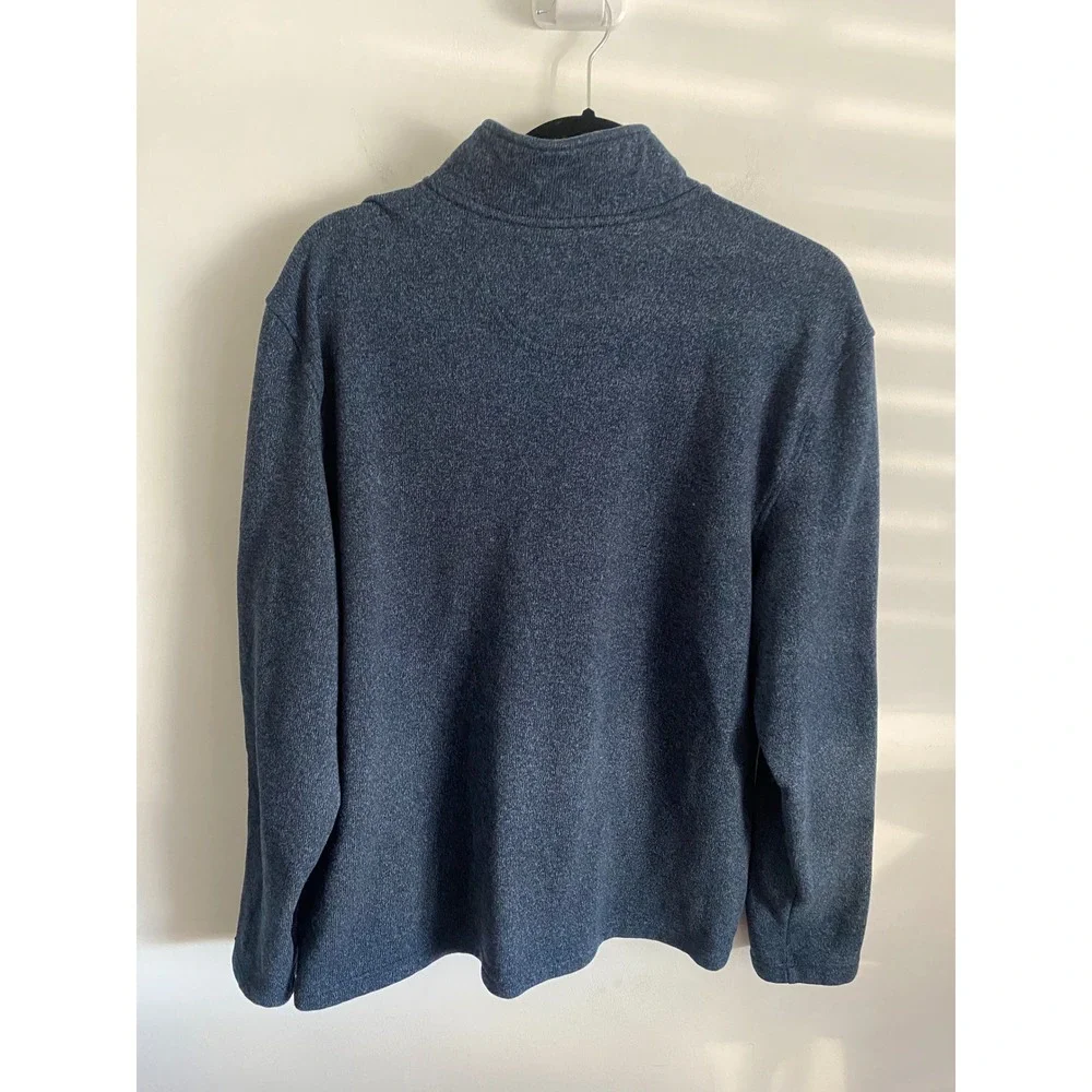 IZOD Men's Blue Heathered Fleece‎ Quarter Zip Pullover Sweater XL